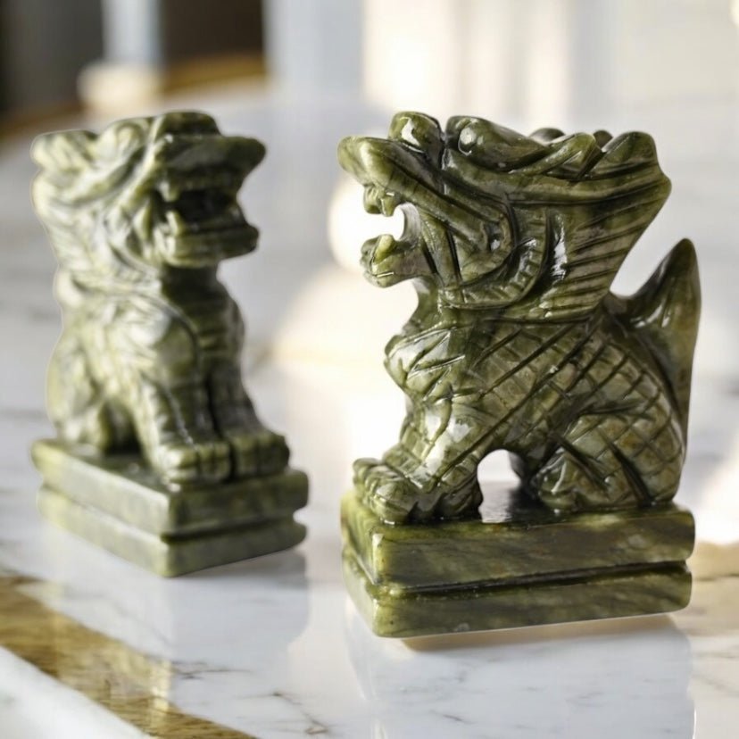 2 Drachen aus grüner Jade - CrystalScents