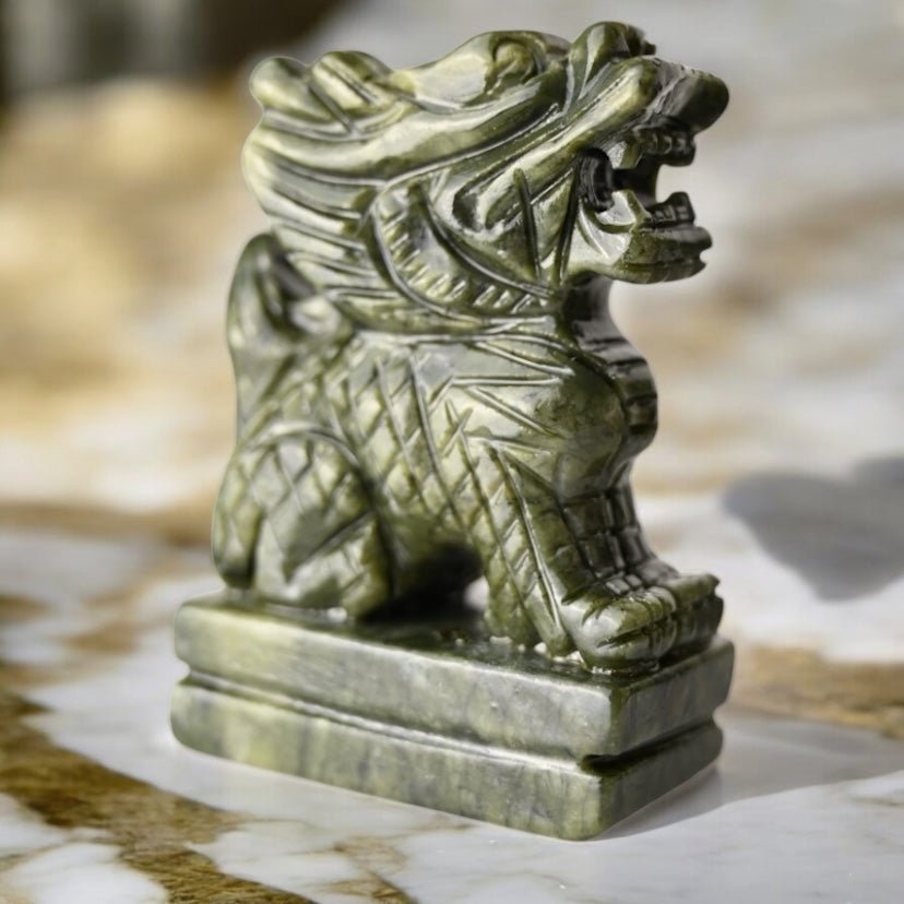2 Drachen aus grüner Jade - CrystalScents