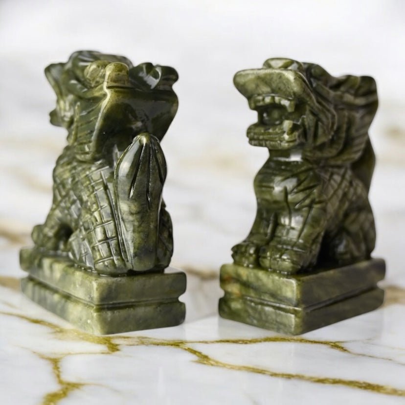 2 Drachen aus grüner Jade - CrystalScents