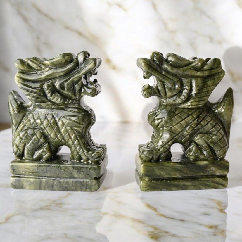 2 Drachen aus grüner Jade - CrystalScents