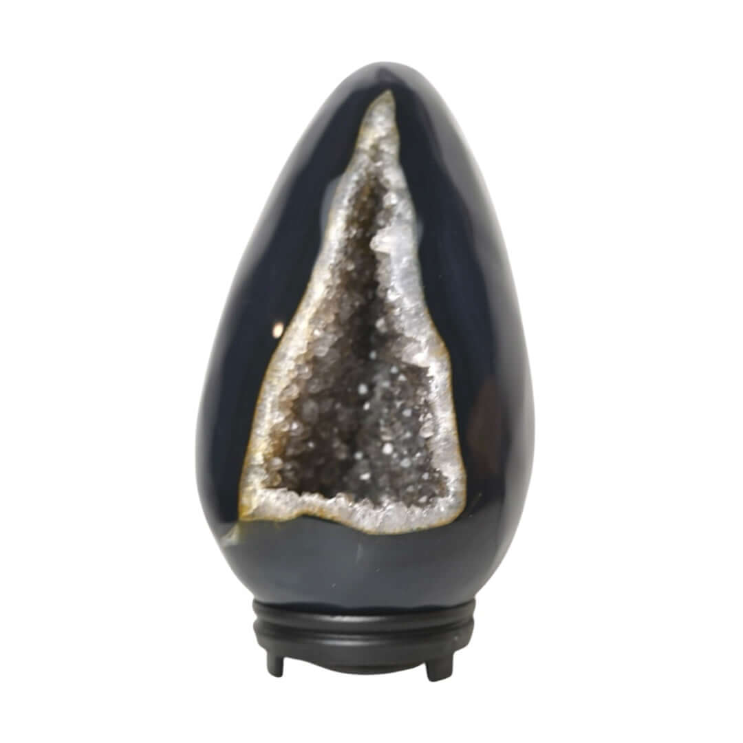 1 Einzigartiges Achat Ei mit glitzernder Druse