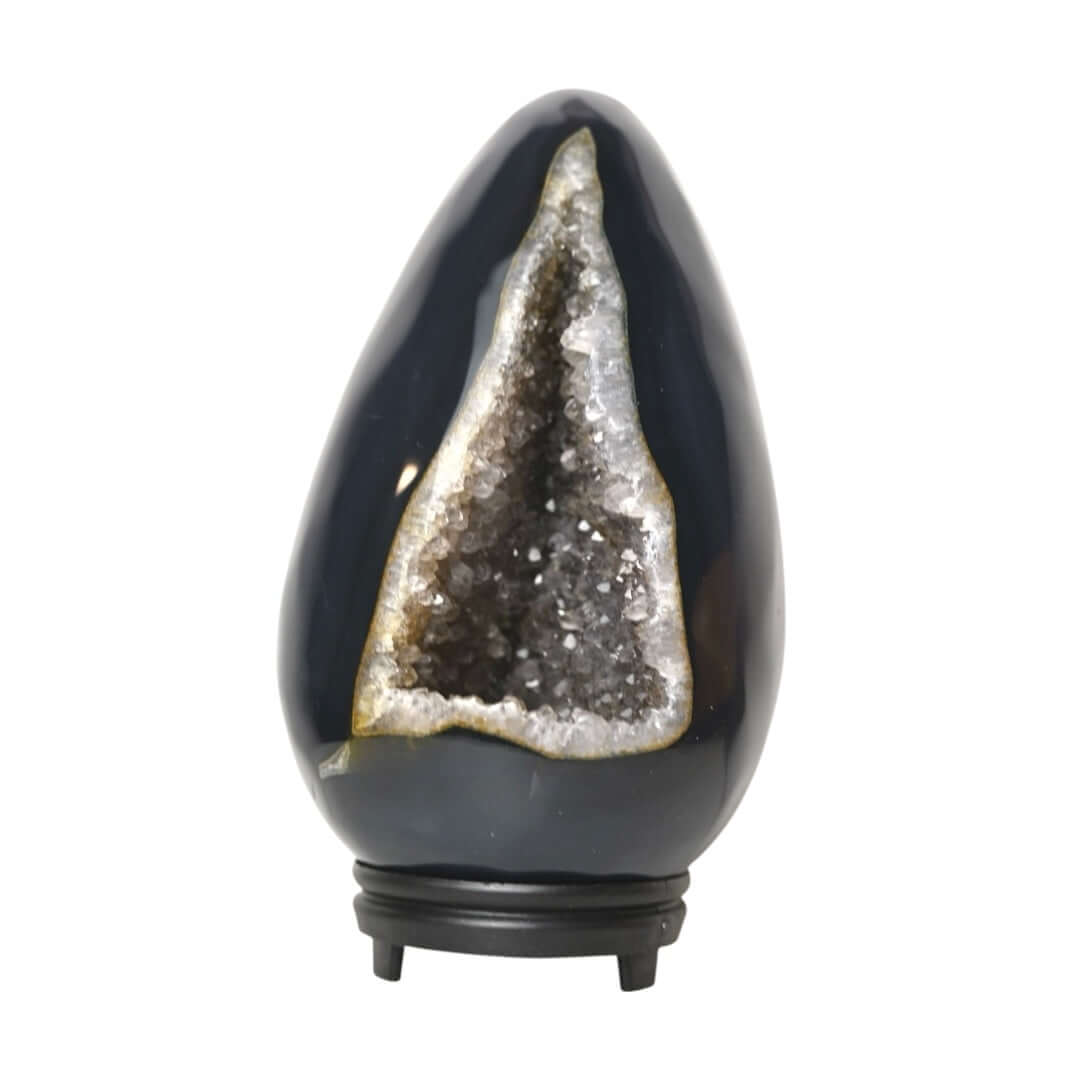 1 Einzigartiges Achat Ei mit glitzernder Druse