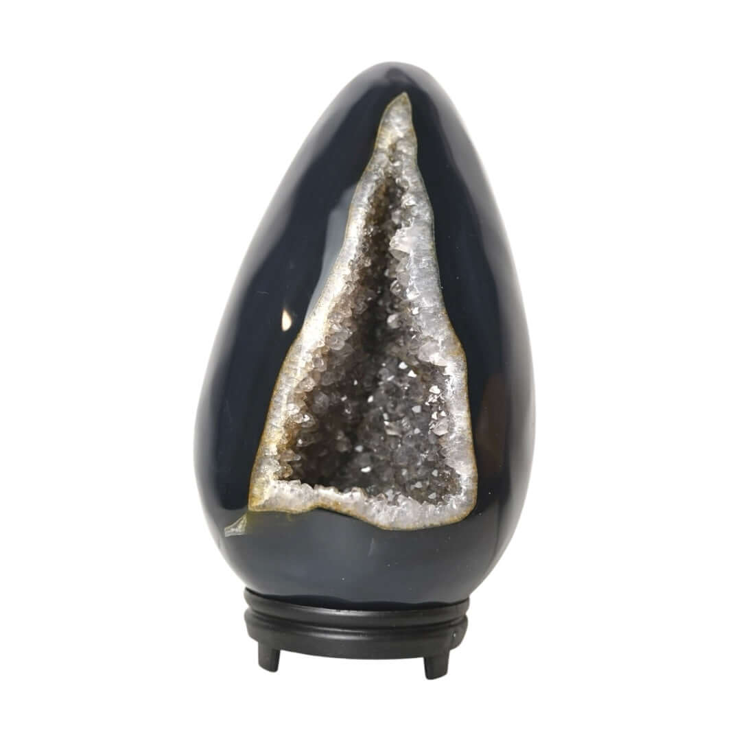 1 Einzigartiges Achat Ei mit glitzernder Druse