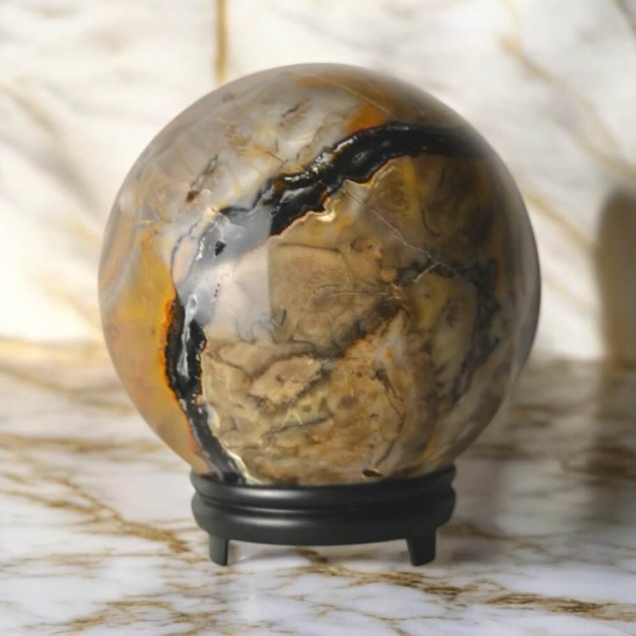 Große leuchtende Achat-Kugel – Elegantes Dekorationsjuwel für Wohnräume