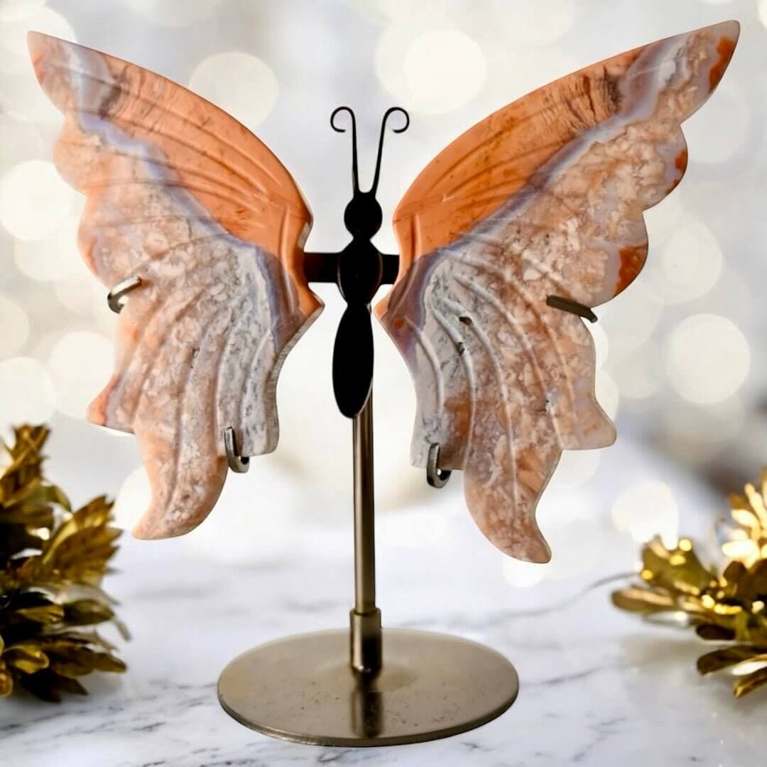 Wunderschöner Schmetterling mit Kirschblüten Achat-Flügel