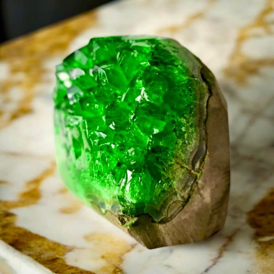 Glitzernde grüne Amethystdruse – Elegantes Highlight voller Farbe