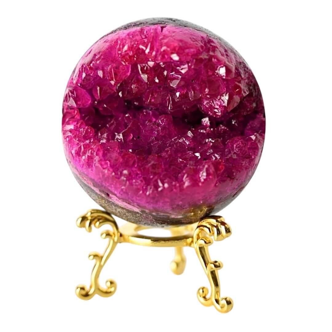 Leuchtende pinke Amethystkugel mit Druse – Strahlendes Kristallhighlight fürs Zuhause