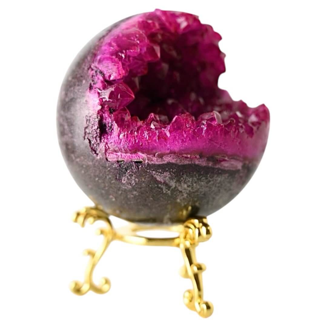Leuchtende pinke Amethystkugel mit Druse – Strahlendes Kristallhighlight fürs Zuhause