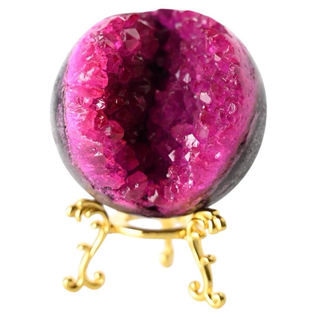 Leuchtende pinke Amethystkugel mit Druse – Strahlendes Kristallhighlight fürs Zuhause