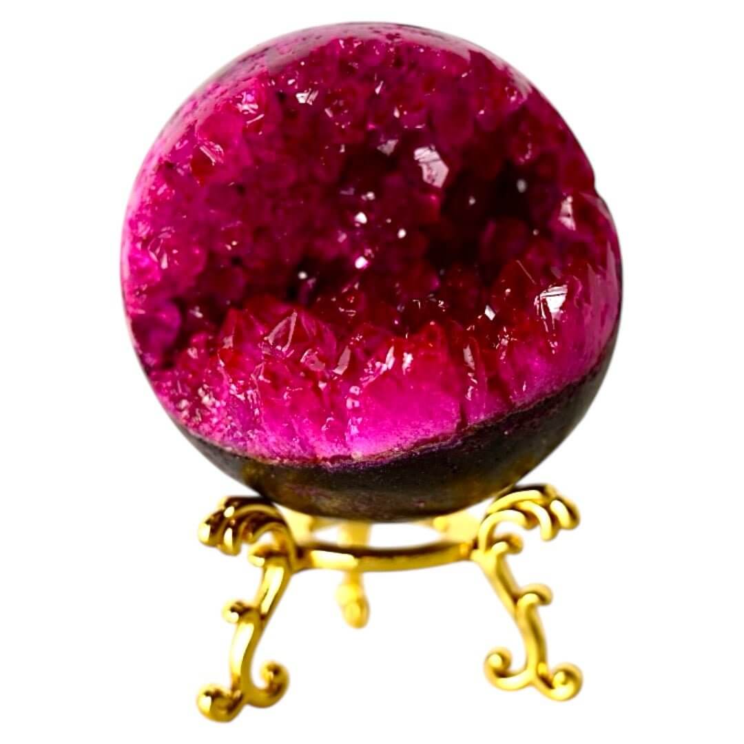 Leuchtende pinke Amethystkugel mit Druse – Strahlendes Kristallhighlight fürs Zuhause