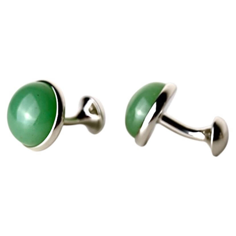 Silberne Manschettenknöpfe mit Aventurin – Elegantes Accessoire für Stil und Ausgeglichenheit