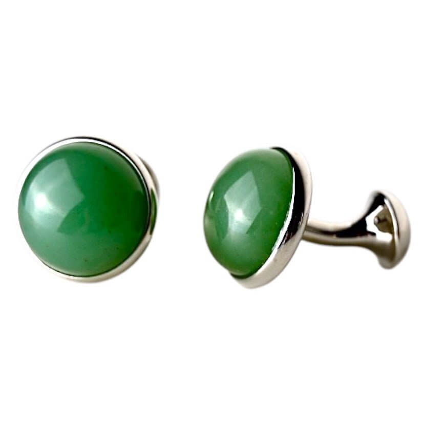 Silberne Manschettenknöpfe mit Aventurin – Elegantes Accessoire für Stil und Ausgeglichenheit