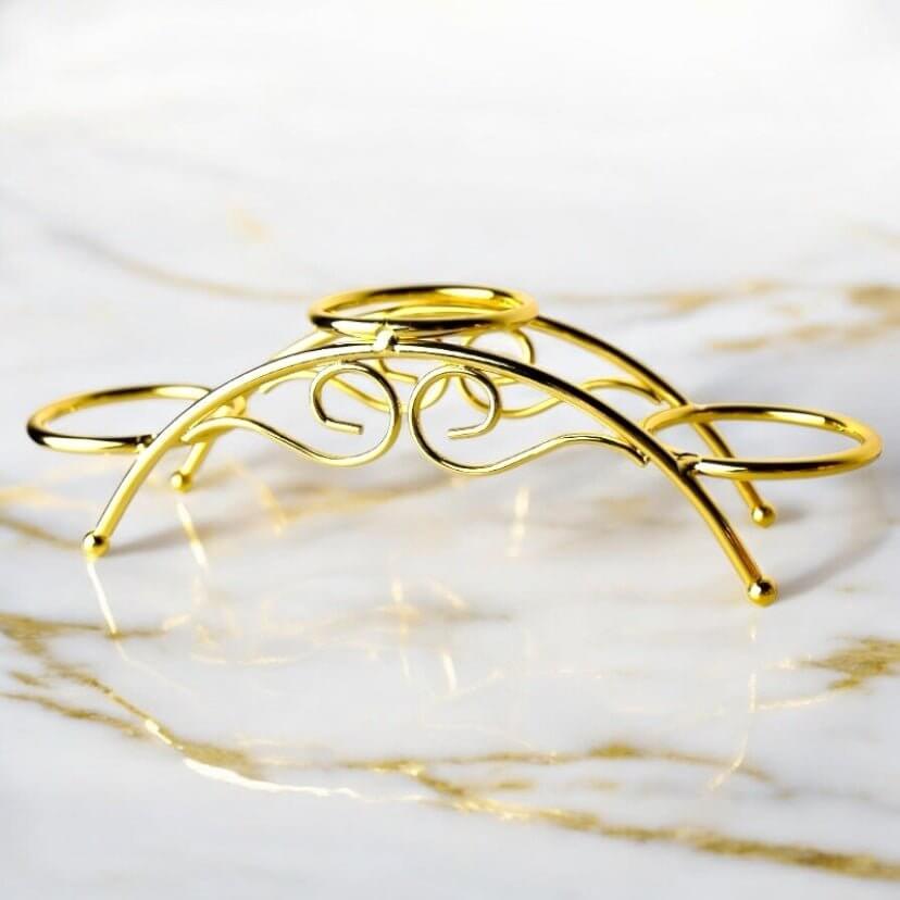 Eleganter Kugelhalter in Gold – für 3 Edelstein- oder Kristallkugeln
