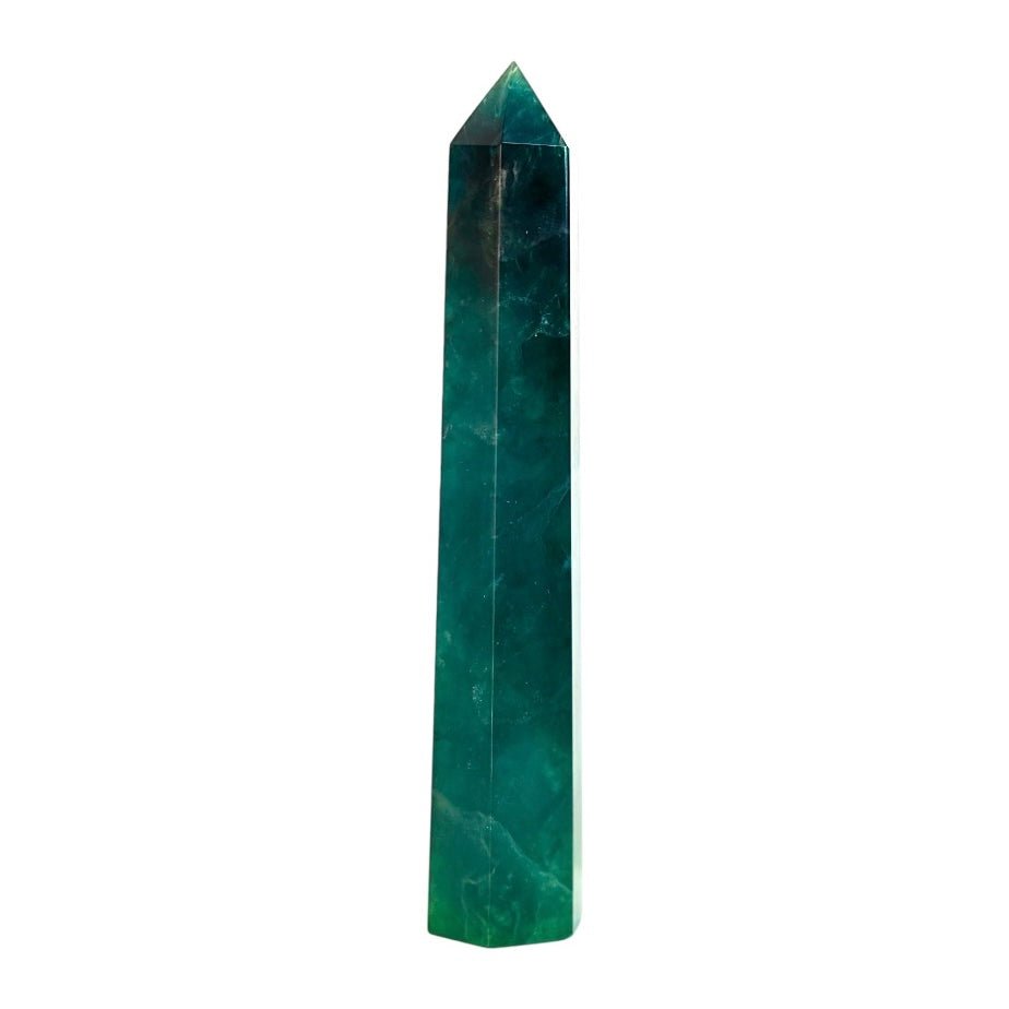 Natürlicher Fluorit Obelisk in Grün – harmonisches Highlight für Wohnräume