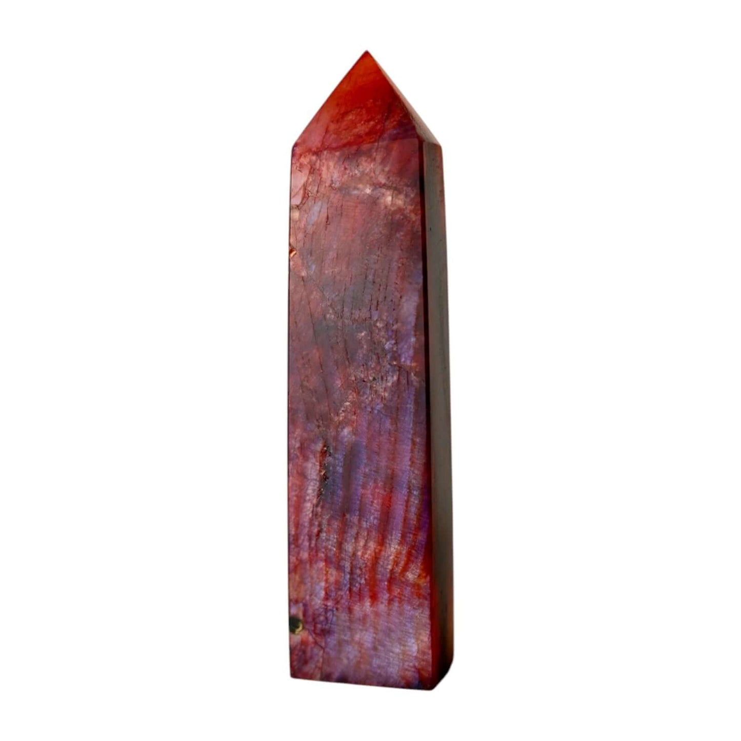 Roter Mondstein Obelisk – warmes Leuchten für Intuition und Leidenschaft