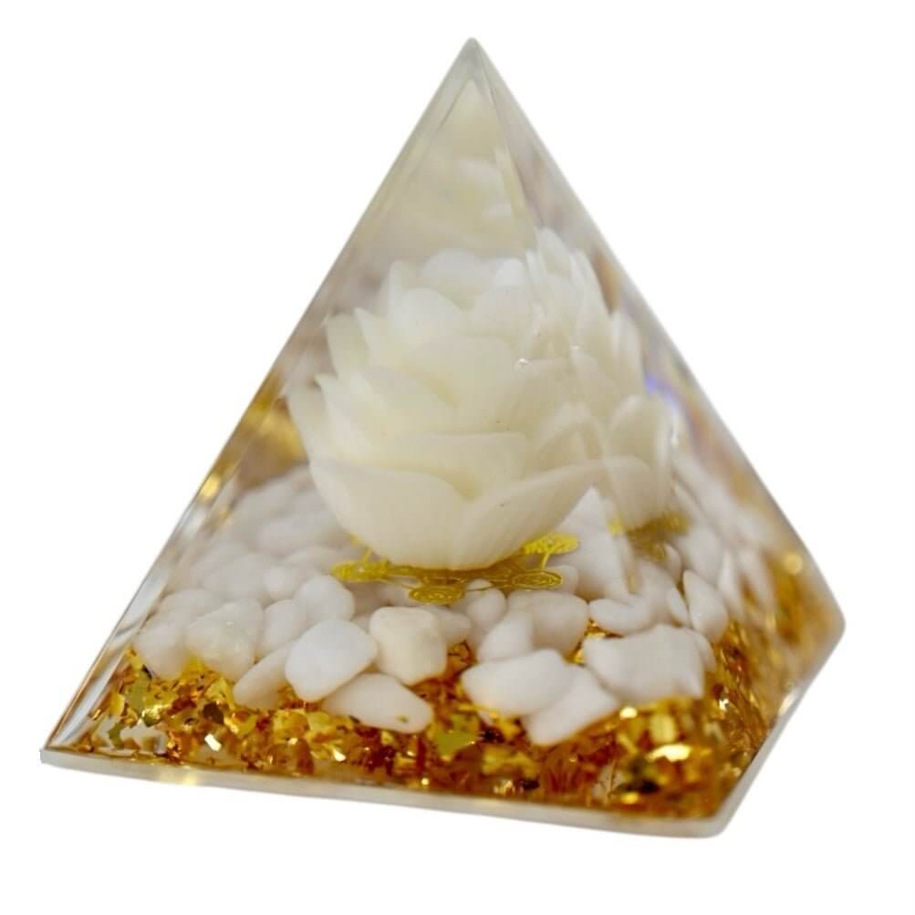 Weise Orgonit Pyramide mit Blume des Lebens