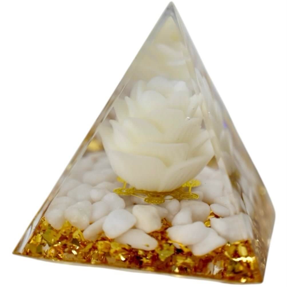 Weise Orgonit Pyramide mit Blume des Lebens