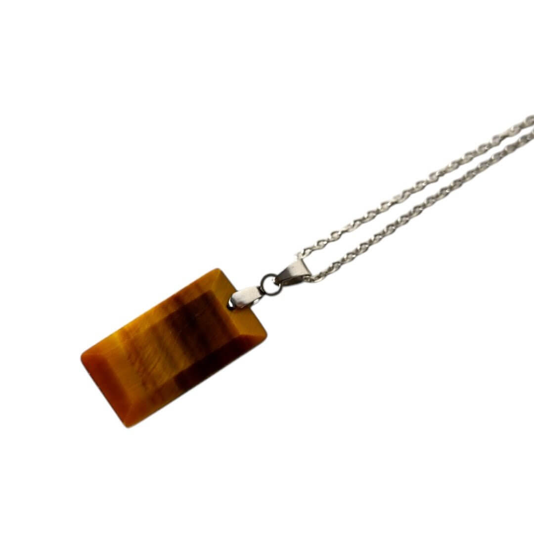 Silberne Kette mit geschliffenem Tigeraugen-Anhänger