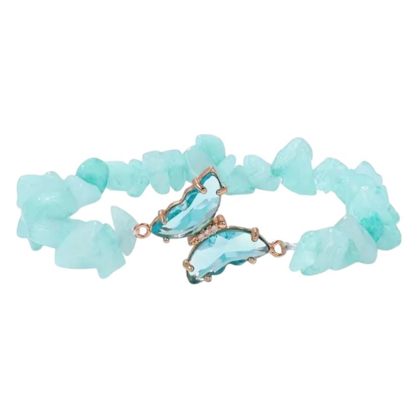 Amazonit Splitterarmband mit Schmetterling - CrystalScents
