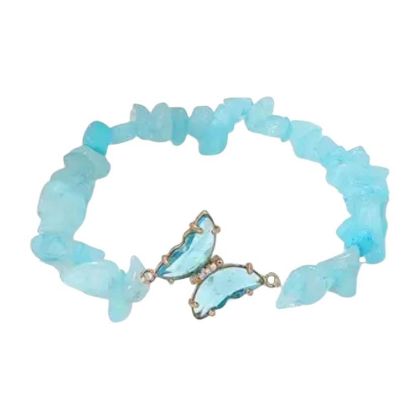 Amazonit Splitterarmband mit Schmetterling - CrystalScents