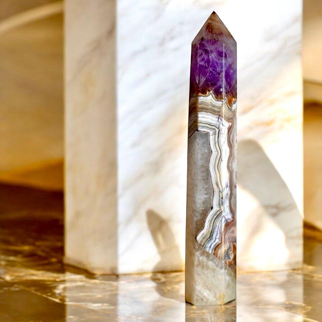 Amethyst - Achat Obelisk - CrystalScents