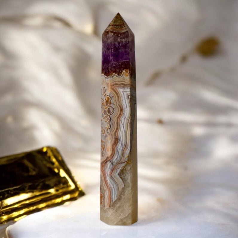 Amethyst - Achat Obelisk - CrystalScents