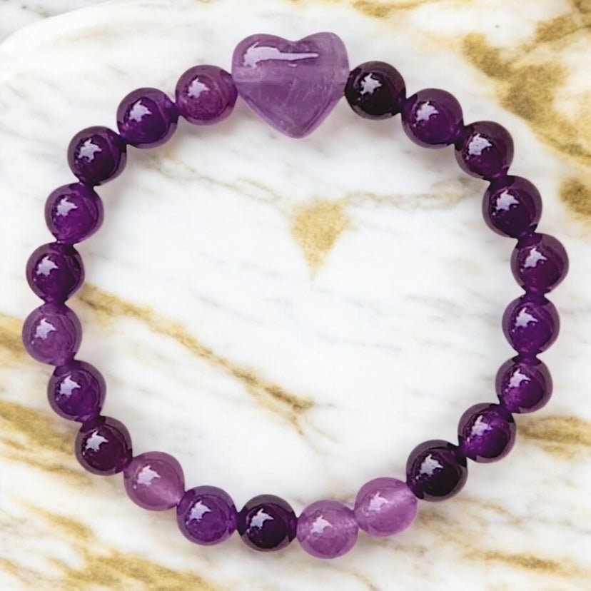 Amethyst Armband mit Herz - CrystalScents