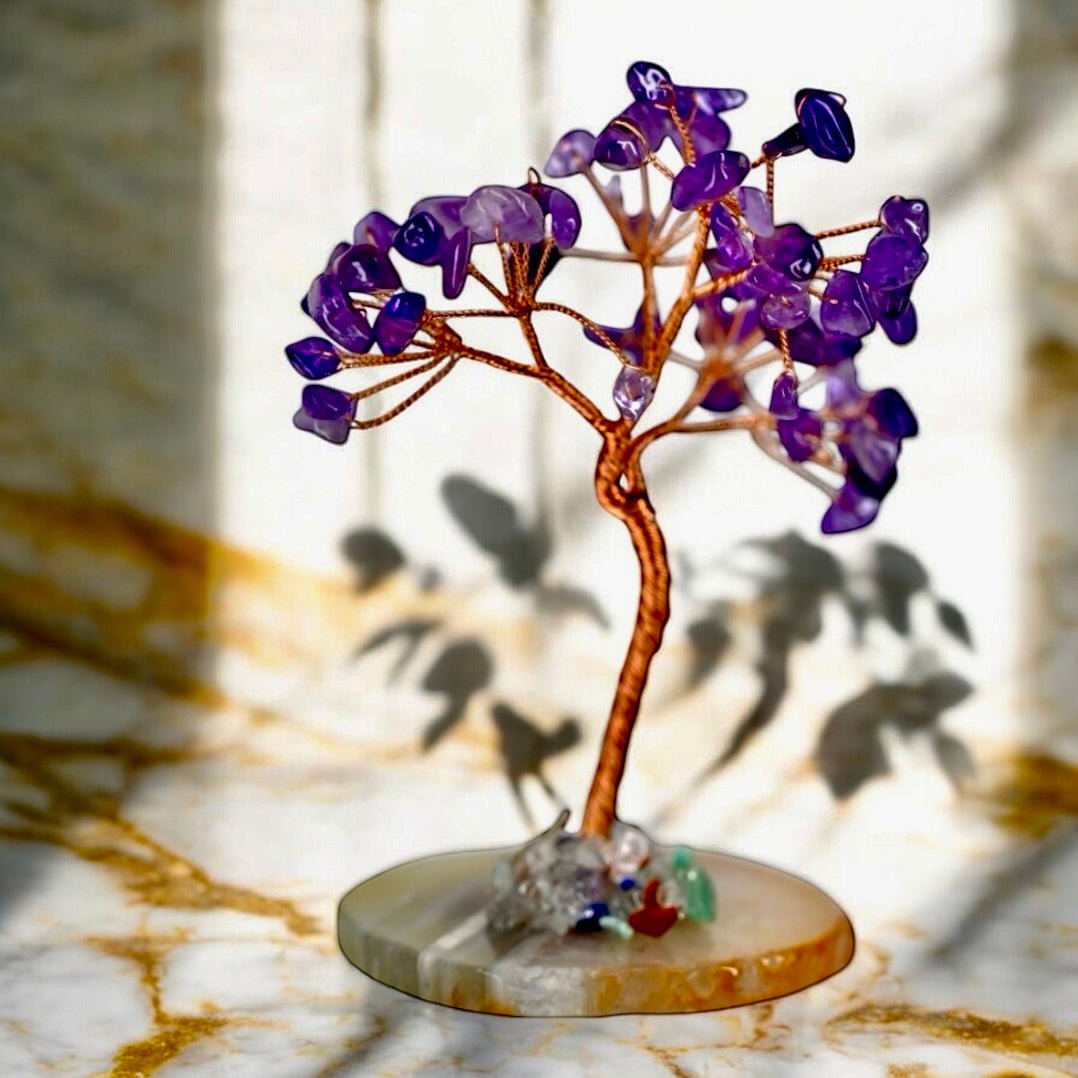 Amethyst - Baum auf Achatscheibe - CrystalScents