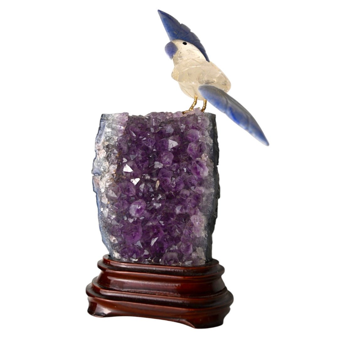 Amethyst Druse mit Bergkristall Vogel - CrystalScents