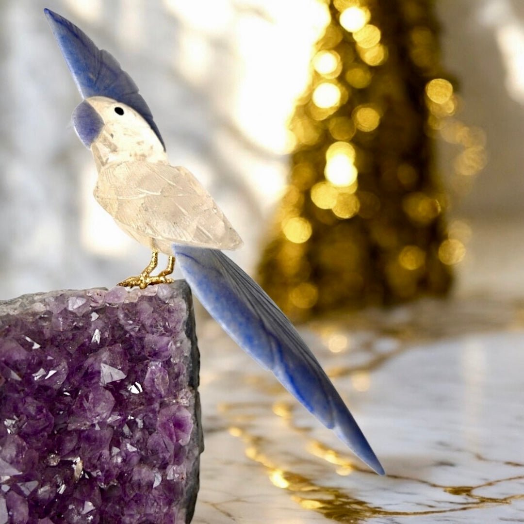 Amethyst Druse mit Bergkristall Vogel - CrystalScents