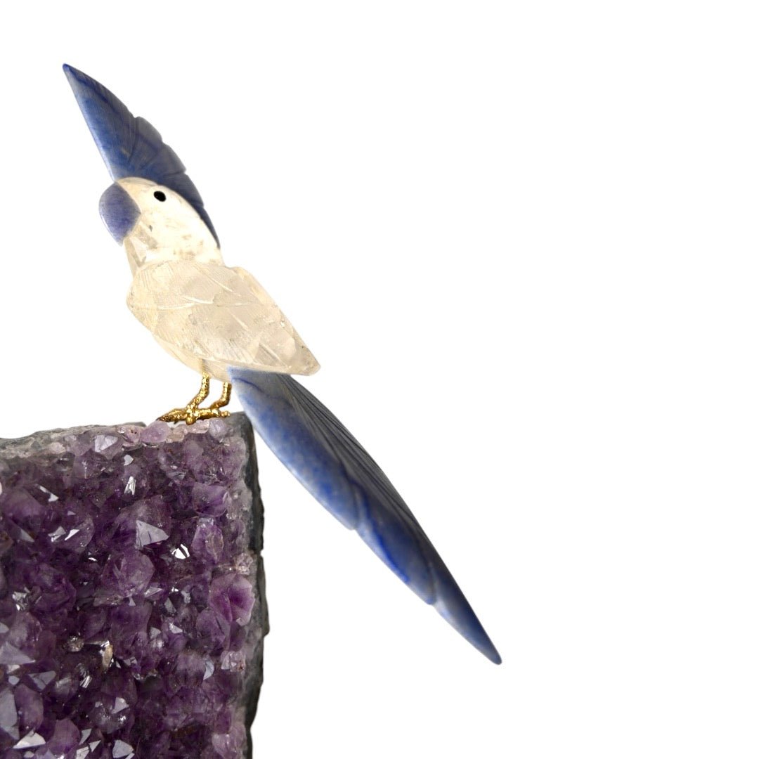Amethyst Druse mit Bergkristall Vogel - CrystalScents