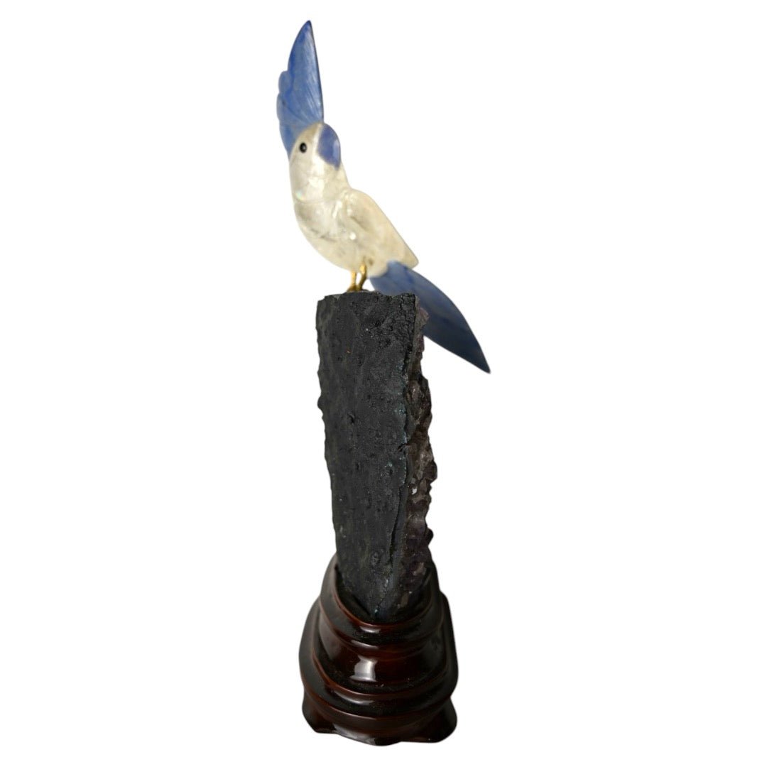 Amethyst Druse mit Bergkristall Vogel - CrystalScents
