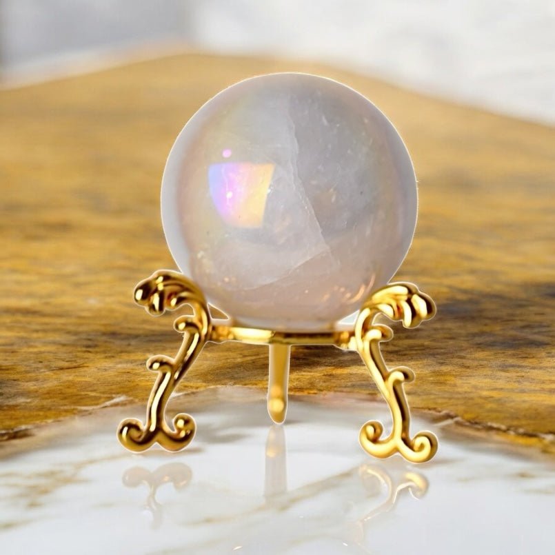 Aura Rosenquarz Kugel - CrystalScents