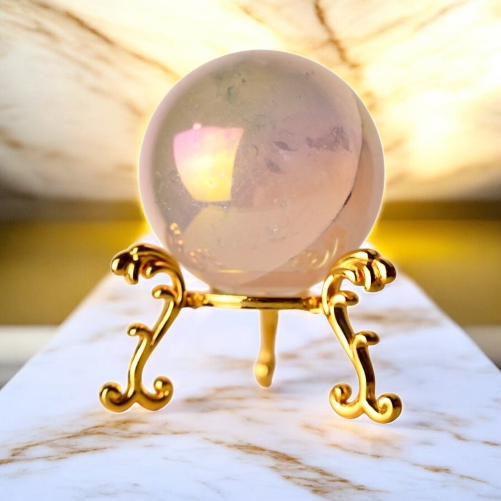 Aura Rosenquarz Kugel - CrystalScents