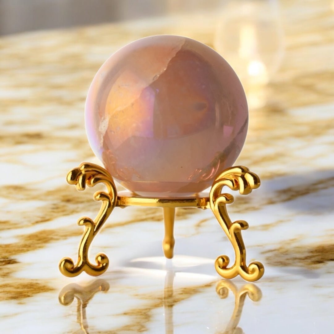 Aura Rosenquarz Kugel - CrystalScents