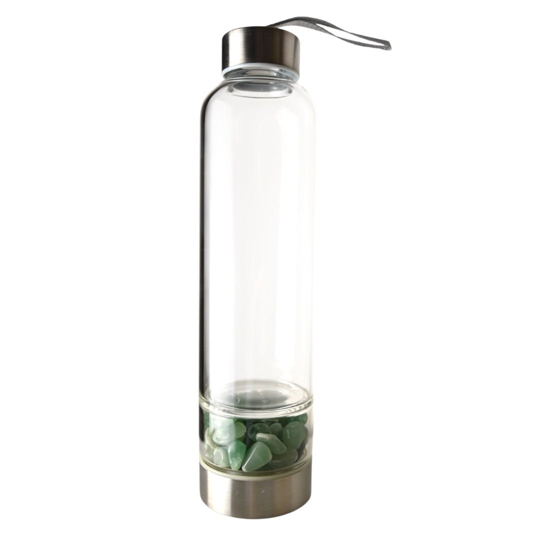 Aventurin Flasche mit grünem Thermoschutz - CrystalScents
