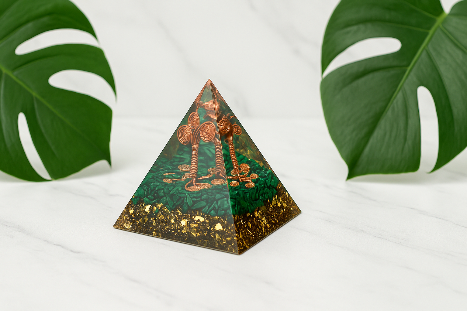 Banner mit ausgeschnittener Orgonit-Pyramide