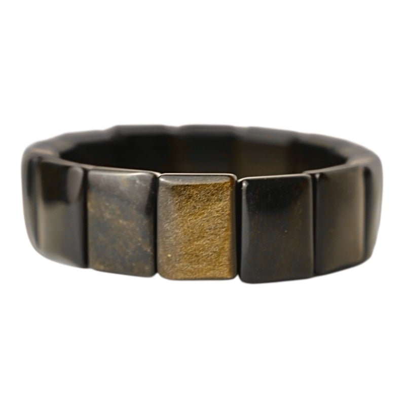 Breites Gold Obsidian Armband - CrystalScents