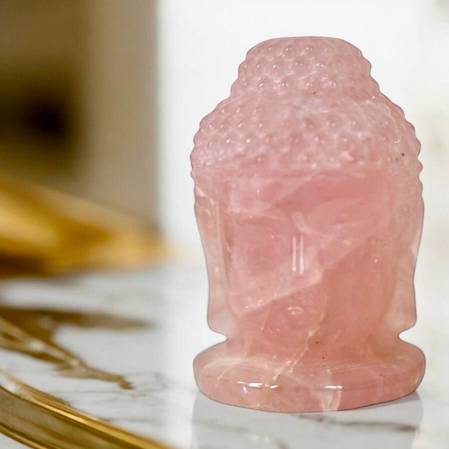 Buddha - Kopf aus Rosenquarz - CrystalScents