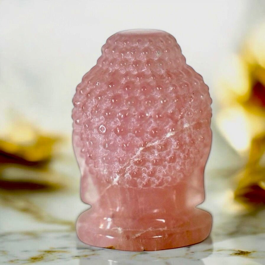 Buddha - Kopf aus Rosenquarz - CrystalScents