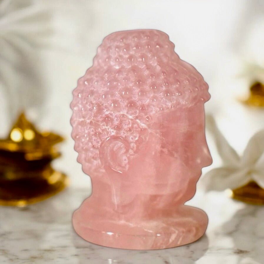Buddha - Kopf aus Rosenquarz - CrystalScents