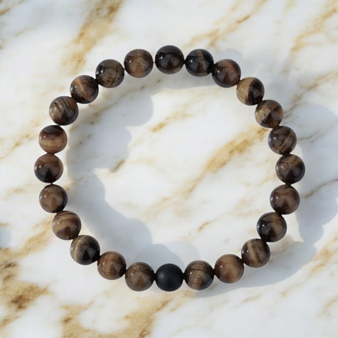 Dunkles Tigerauge Kugelarmband - CrystalScents