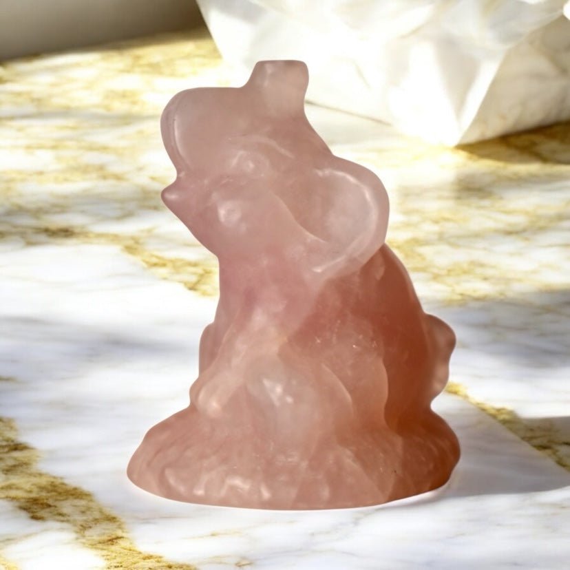 Elefant Kopf aus Rosenquarz - CrystalScents