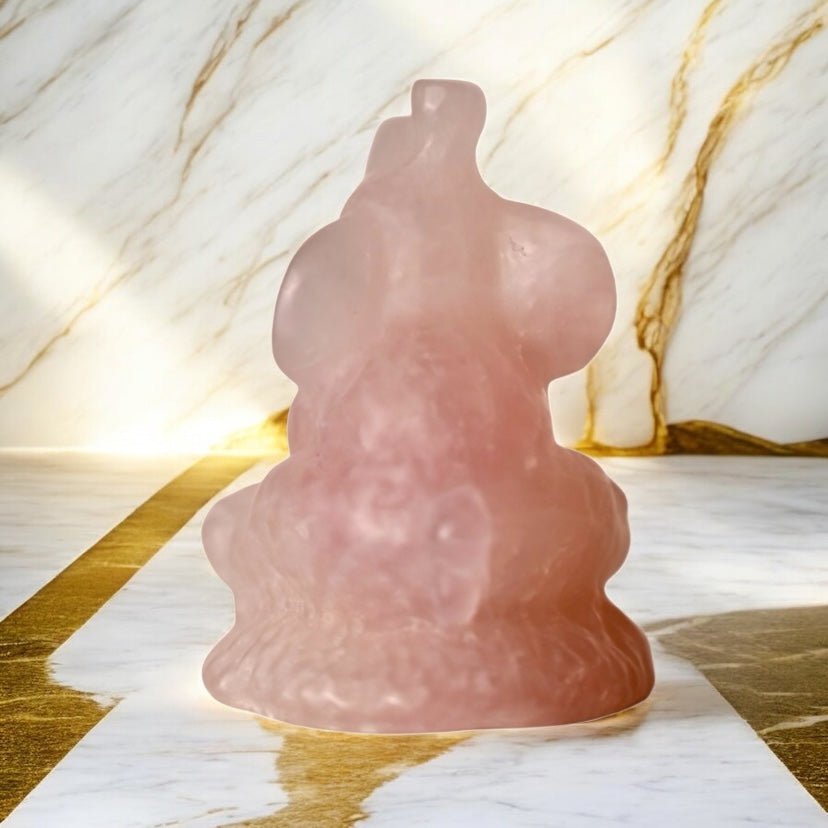 Elefant Kopf aus Rosenquarz - CrystalScents