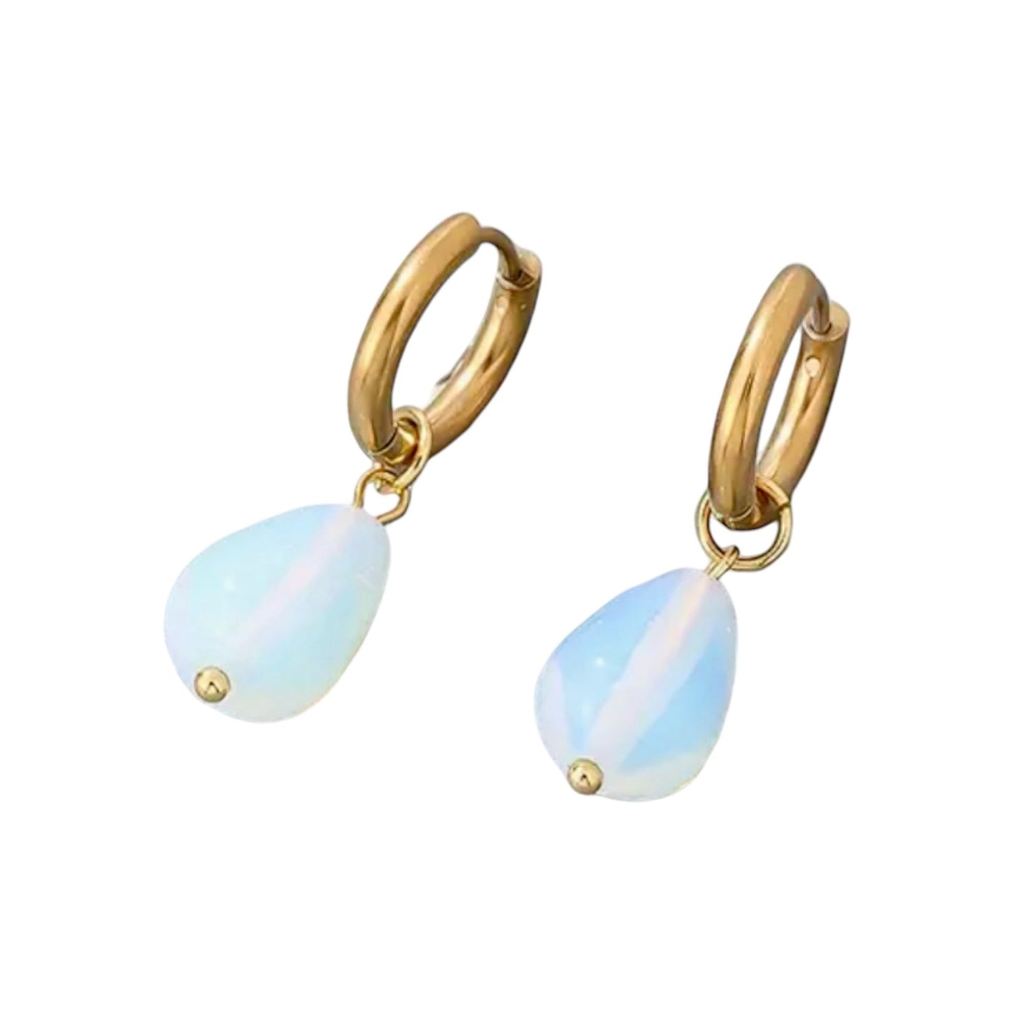 Elegante goldene Ohrringe mit tropfenförmigem Opalit - CrystalScents