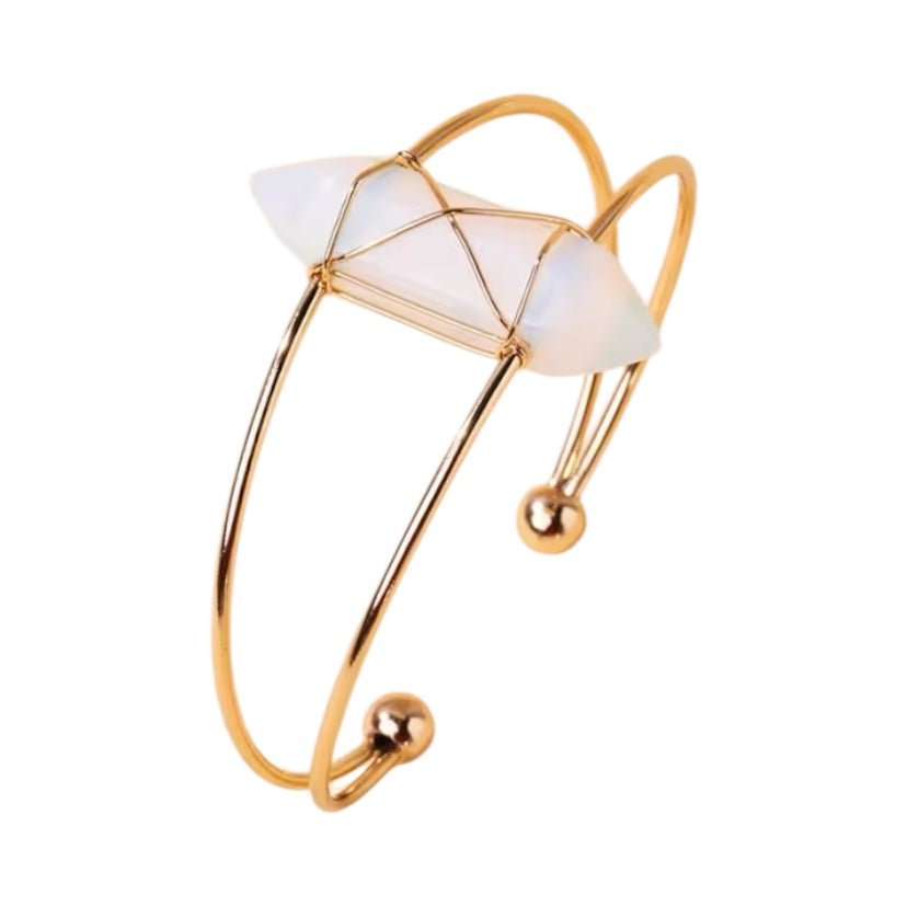 Eleganter goldener Armreif mit Opalit - Doppelender - CrystalScents