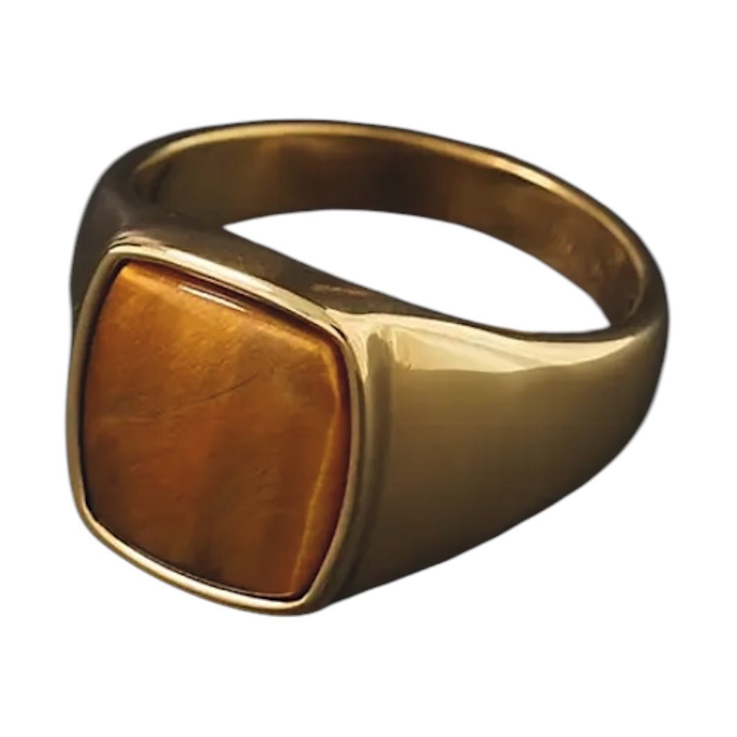 Eleganter Ring mit quadratischem großem Tigerauge - CrystalScents
