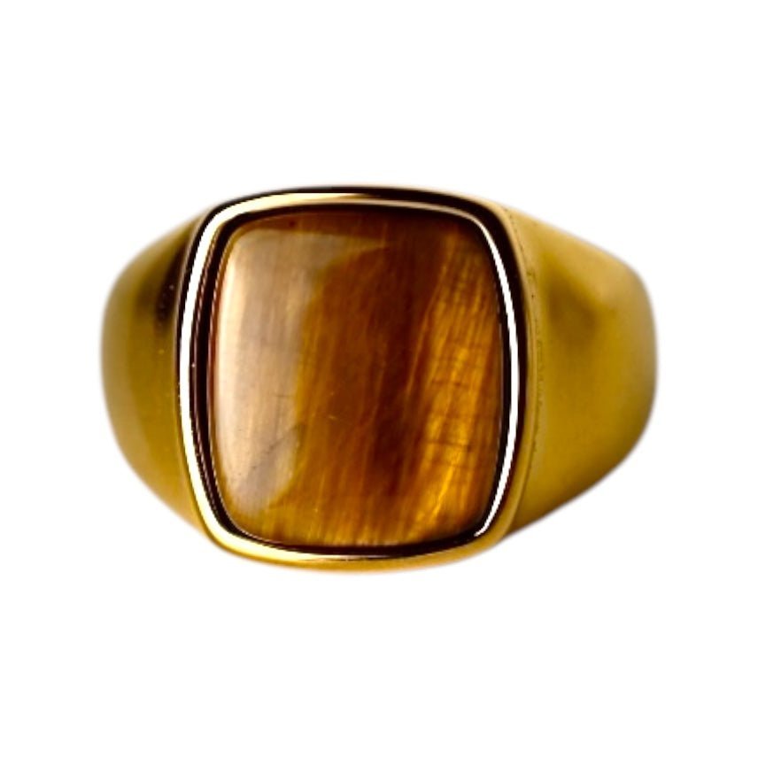 Eleganter Ring mit quadratischem großem Tigerauge - CrystalScents