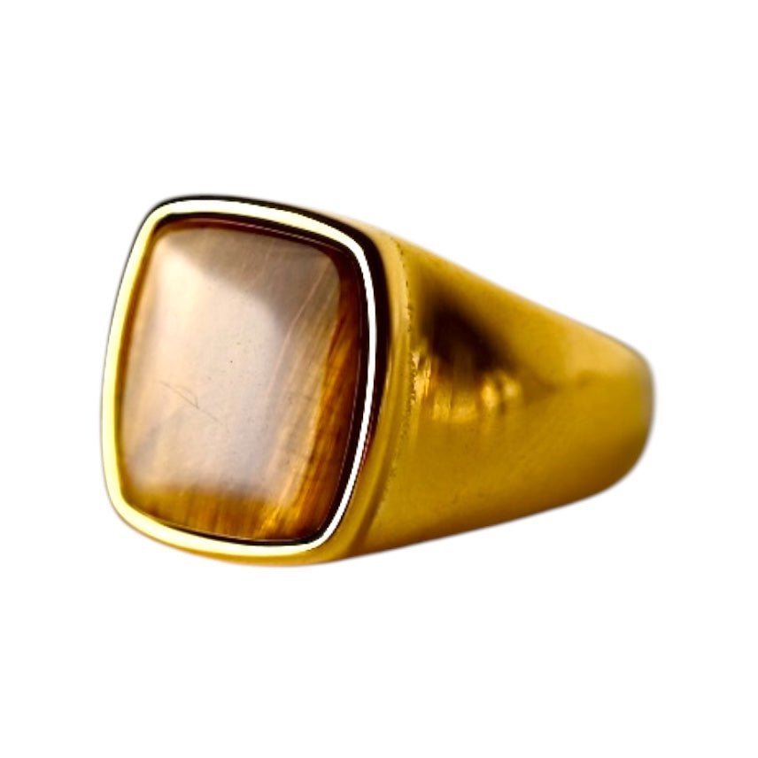 Eleganter Ring mit quadratischem großem Tigerauge - CrystalScents