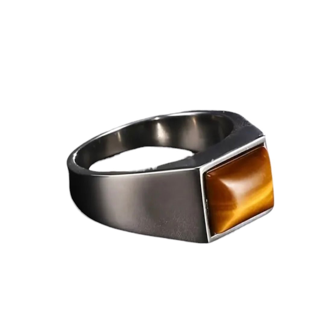 Eleganter Ring mit rechteckigem Tigerauge, Silber - CrystalScents